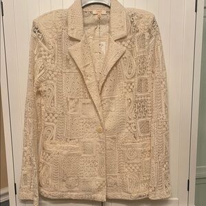 Peach Brand Cream Lace Blazer